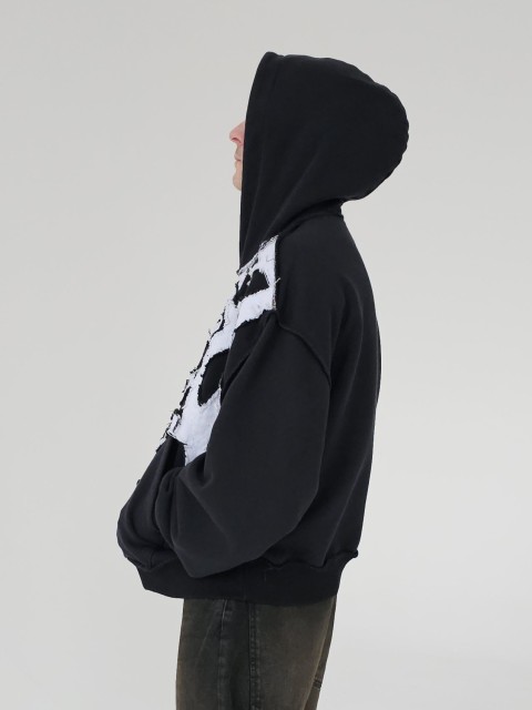 Distressed white spiderweb 3.0 hoodie