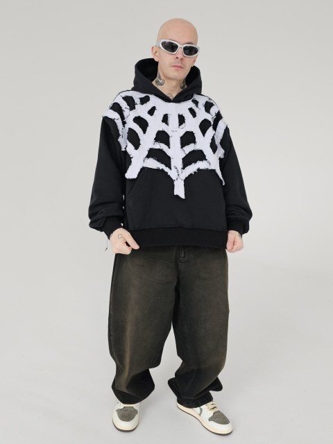 Distressed white spiderweb 3.0 hoodie