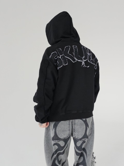 Destroyed skull zip hoodie