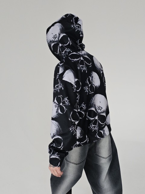 Full print NLP skull fleece hoodie