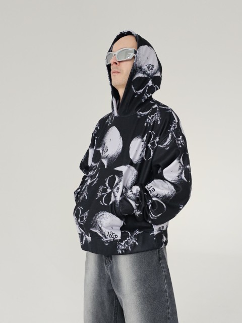 Full print NLP skull fleece hoodie