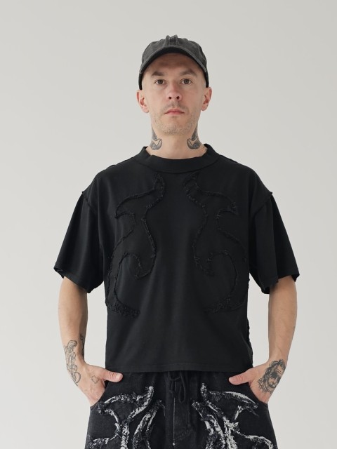 Destroyed tribal black tees