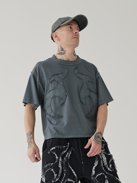 Destroyed tribal graphite tees