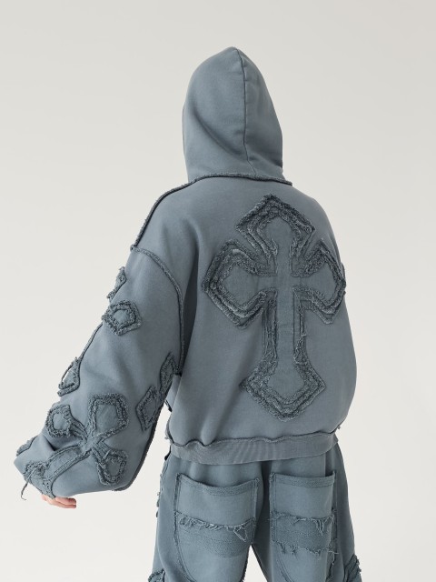 Broken Faith destroyed hoodie graphite