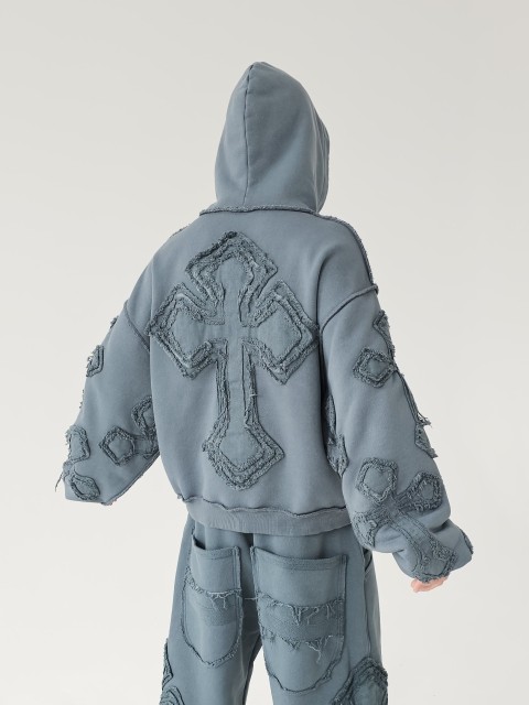 Broken Faith destroyed hoodie graphite